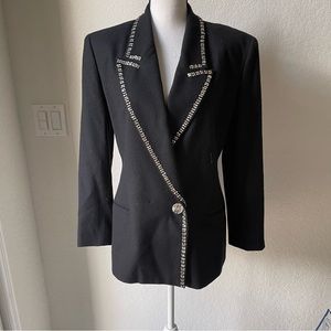 Lillie Rubin exclusive vintage black bling blazer jacket wool size 10